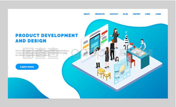 軟件產(chǎn)品開(kāi)發(fā)和設(shè)計(jì)網(wǎng)站。從事工程、制造過(guò)程的人員。移動(dòng)應(yīng)用程序模型板。平面網(wǎng)頁(yè)矢量插圖。產(chǎn)品開(kāi)發(fā)和設(shè)計(jì)網(wǎng)頁(yè),模型